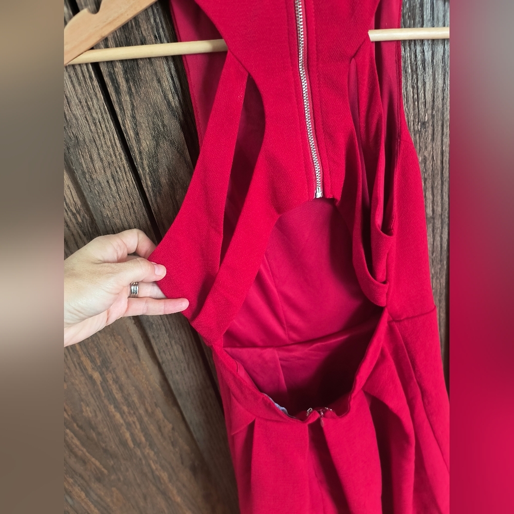 Lulu's Red Mini Dress Cutout Back And Exposed Zipper